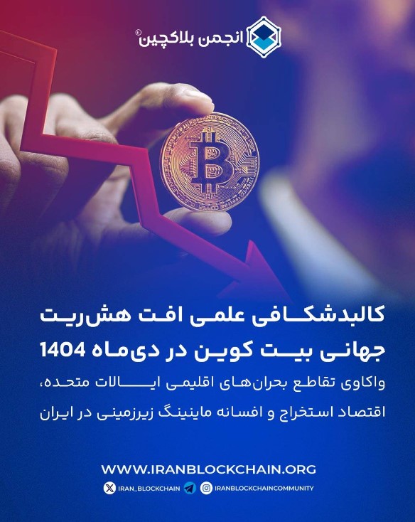 کالبدشکافی علت افت هش‌ریت استخراج جهانی بیت‌کوین در دی ماه ۱۴۰۴